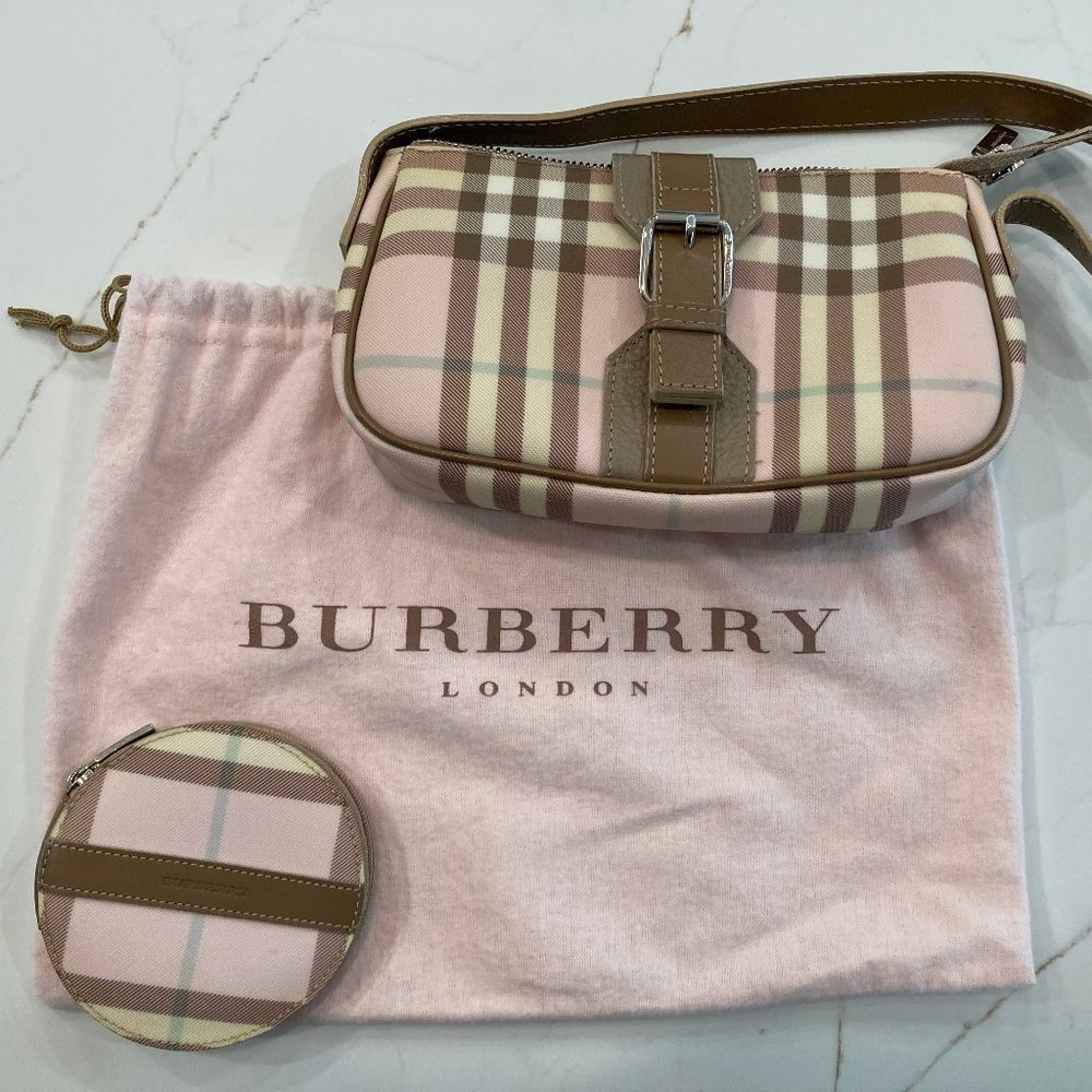 Burberry Pink Check Canvas Mini Shoulder Bag